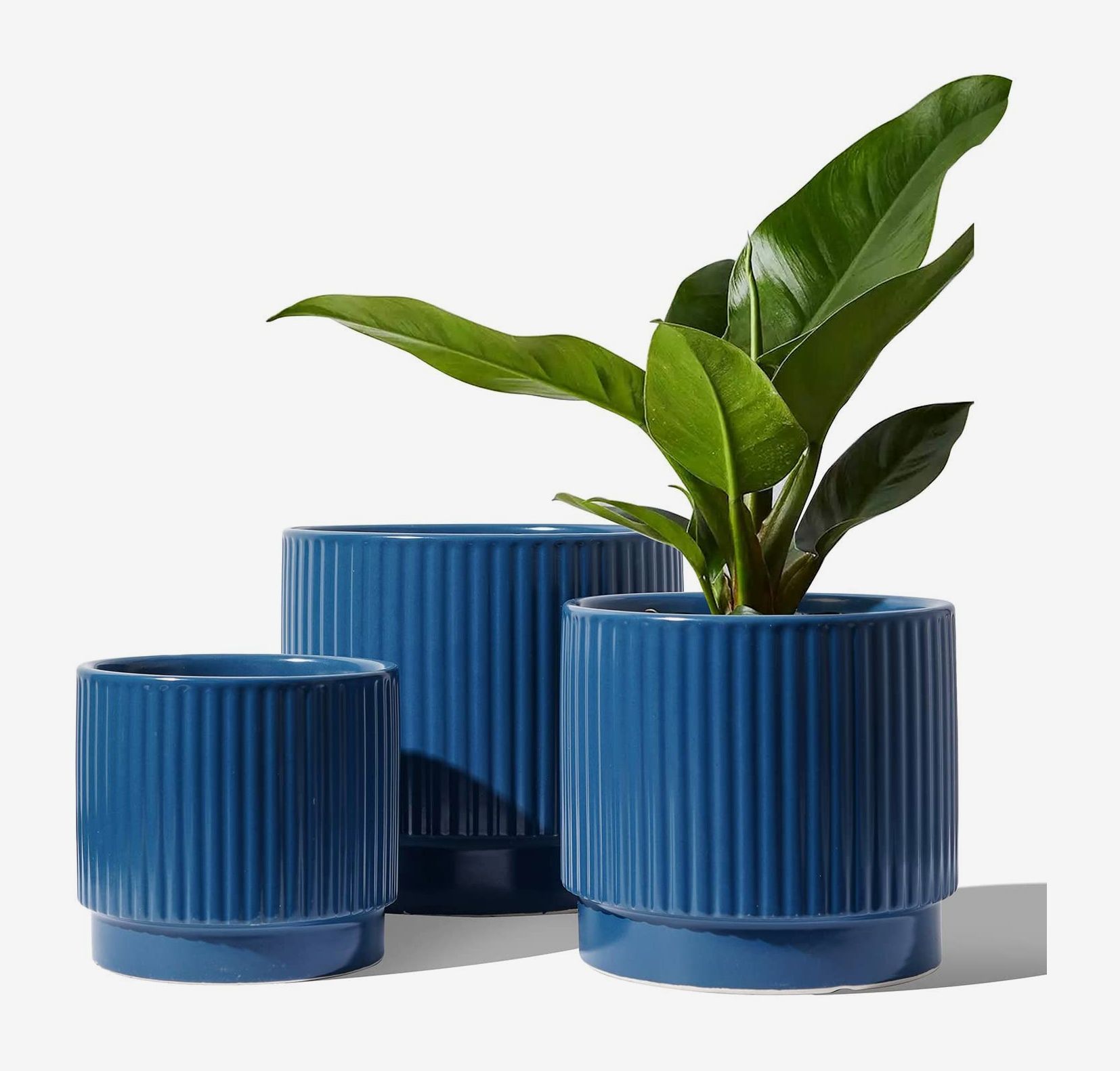 Set of 2 Multi Face Ceramic Planter Matte Black Pottery Vase Small Flower Pot