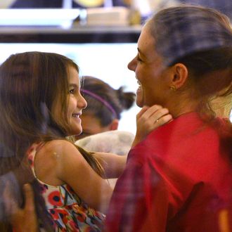 Katie Holmes and daughter Suri Cruise visit Sundaes and Cones in the East Village on July 3, 2012 in New York City.