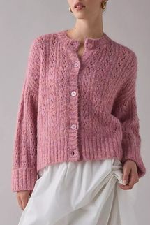 Kimchi Blue Becca Brushed Pointelle Knit Oversized Cardigan