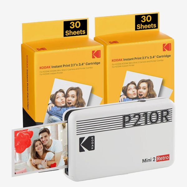 Impresora fotográfica instantánea portátil Kodak Mini 2 Retro 4PASS + paquete de 68 hojas