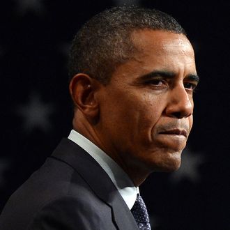 US President Barack Obama speaks during a campaign event in Denver, Colorado, on May 23, 2012. Obama may have made his name peddling hope and change, but his aspirational politics concealed a ruthless streak now being turned on the man who wants his job: Mitt Romney. President Obama and his hard-eyed political consultants have unleashed a long-planned attack on the Republican's corporate past, seeking to turn November's election on Romney's character rather than his own economic record. AFP PHOTO/Jewel Samad (Photo credit should read JEWEL SAMAD/AFP/GettyImages)