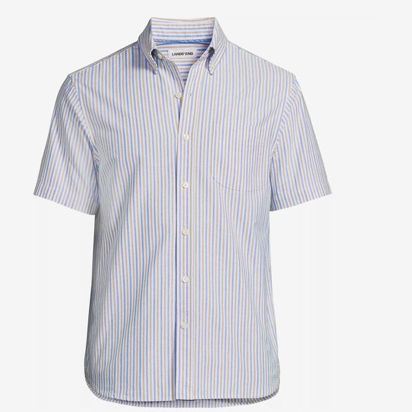Lands' End Men's Short Sleeve Sail Rigger Oxford Shirt