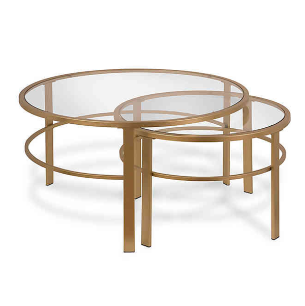 Hudson&Canal Gaia Two-Piece Nesting Coffee Table Set in Gold