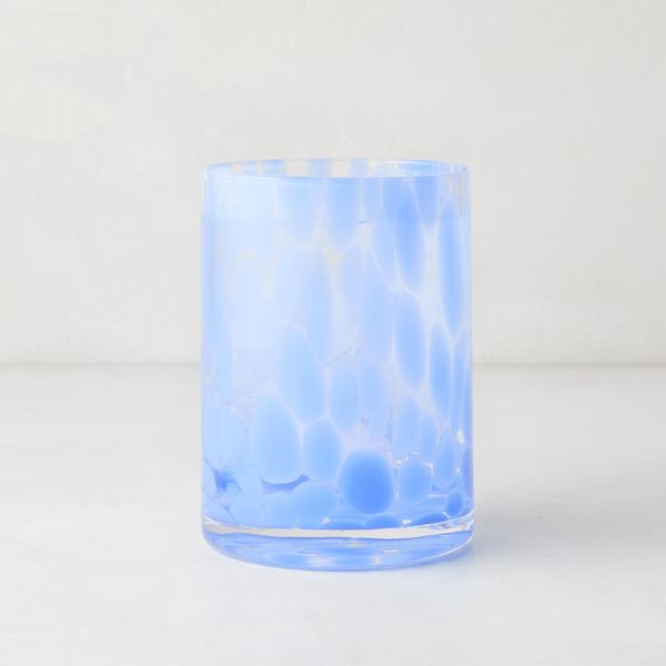 Hudson Grace Light Blue Spotted Double Old Fashioned Glass