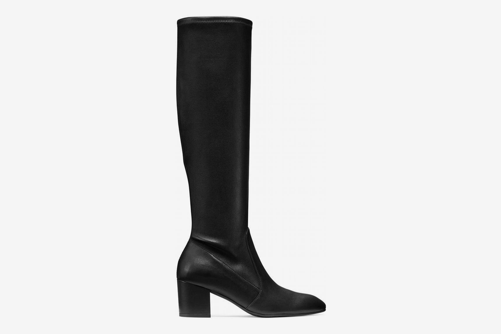 Women Ladies Block High Heel Knee High Boots Big Size Riding Side Zip Black Shoe