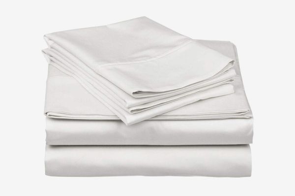 10 Inche RoyalLinenCollection 600 Thread Count Sheet Set 6PC White Stripe UK Double 100/% Egyptian Cotton Extra Deep Pocket