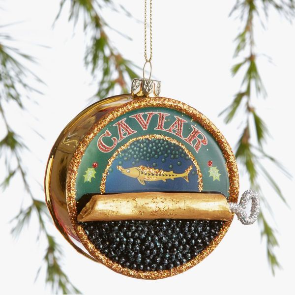 World Market Glass Caviar Tin Ornament