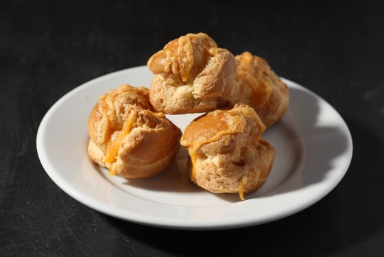 Cheddar-dill-filled cheese balls.