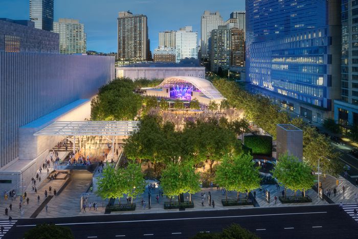 The future opened-up view from across Amsterdam Avenue.