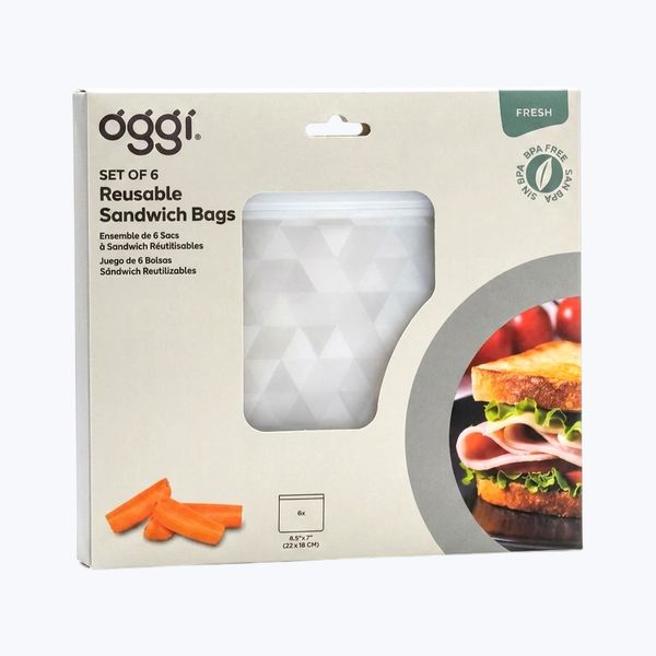 Oggi Reusable Sandwich Bags - Tonal Frost Geometric Design (6 CT)