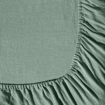 Merci Washed Linen Fitted Sheet - Celadon Green