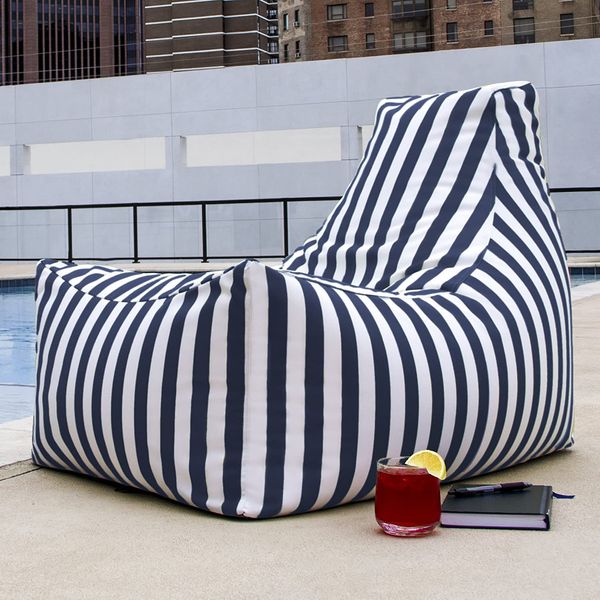 Jaxx Juniper Outdoor Bean Bag Patio Chair (Navy Stripes)