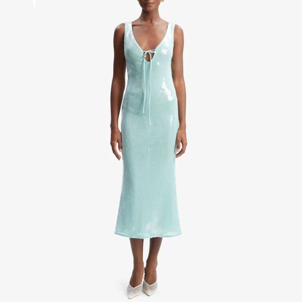 Bardot Isha sequin midi dress in aqua