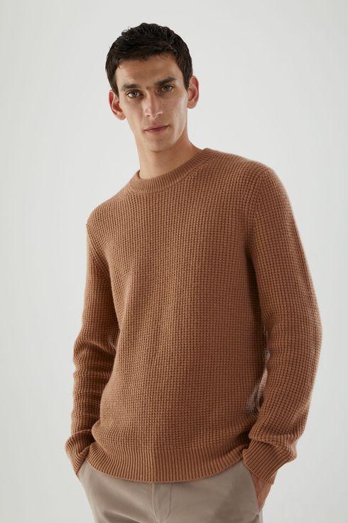 SHOWNO Mens Knit Slim Fit Fall Winter Color Block Round Neck Pullover Sweater Jumper 