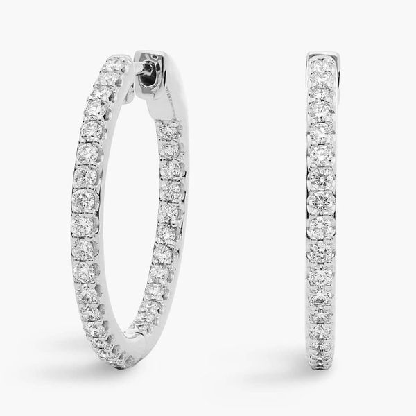 Blue Nile Lab Grown Diamond Eternity Hoop Earrings In 14k White Gold