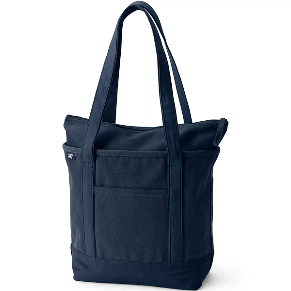 Lands' End Zip Top Canvas Tote Bag - Medium
