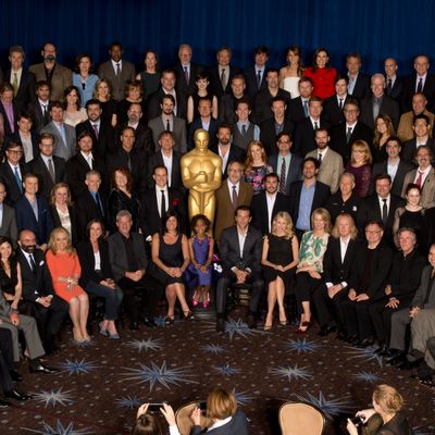 Nominees for the 85th Academy Awards? pose for a group photo at the Academy of Motion Picture Arts and Sciences' Oscar? Nominees Luncheon in Beverly Hills, California, Monday, February 4, 2013. The 85th Academy Awards will be presented on Sunday, February 24, 2013 at the Kodak Theatre at Hollywood & Highland Center?, and televised live by the ABC Television Network