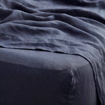 The Citizenry Stonewashed Linen Fitted Sheet - Slate Blue (Queen)