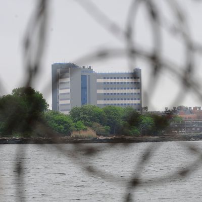 A view of buildings at the Rikers Island penitentiary complex where IMF head Dominique Strauss-Kahn is being held in New York on May 17, 2011. The grand jury deciding whether or not to send IMF chief Dominique Strauss-Kahn to trial has until May 20th to decide. In the meantime, Strauss-Kahn, accused of attempting to rape a hotel maid, remains incarcerated without bail because a judge deemed him liable to attempt escape to France, which does not extradite citizens to the United States. AFP PHOTO/Emmanuel Dunand (Photo credit should read EMMANUEL DUNAND/AFP/Getty Images)