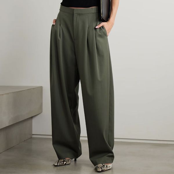 St. Agni Pleated Wool-Blend Twill Wide-Leg Pants