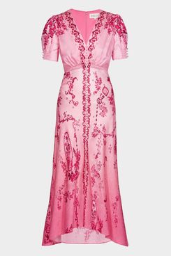 Saloni Lea Long Dress - Floral Serramento