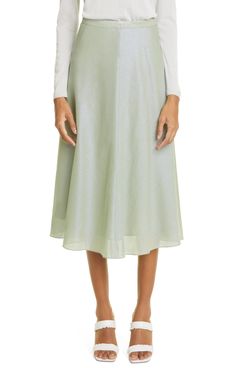 Akris Punto Metallic Cotton Blend A-Line Skirt