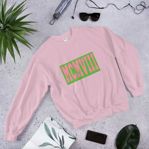 Pink and Green Roman MCMVIII Unisex Sweatshirt