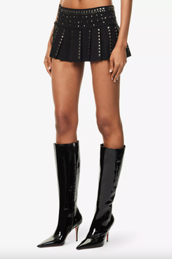 Jaded London Onyx Studded Stretch-Twill Mini Skirt