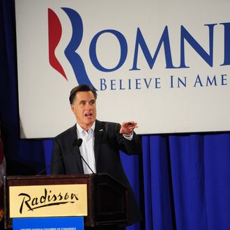 Republican presidential hopeful Mitt Romney attends a Nashua Chamber of Commerce breakfast in Nashua, New Hampshire, January 9, 2012.