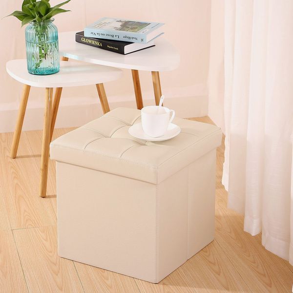 Ollieroo Faux Leather Folding Storage Ottoman