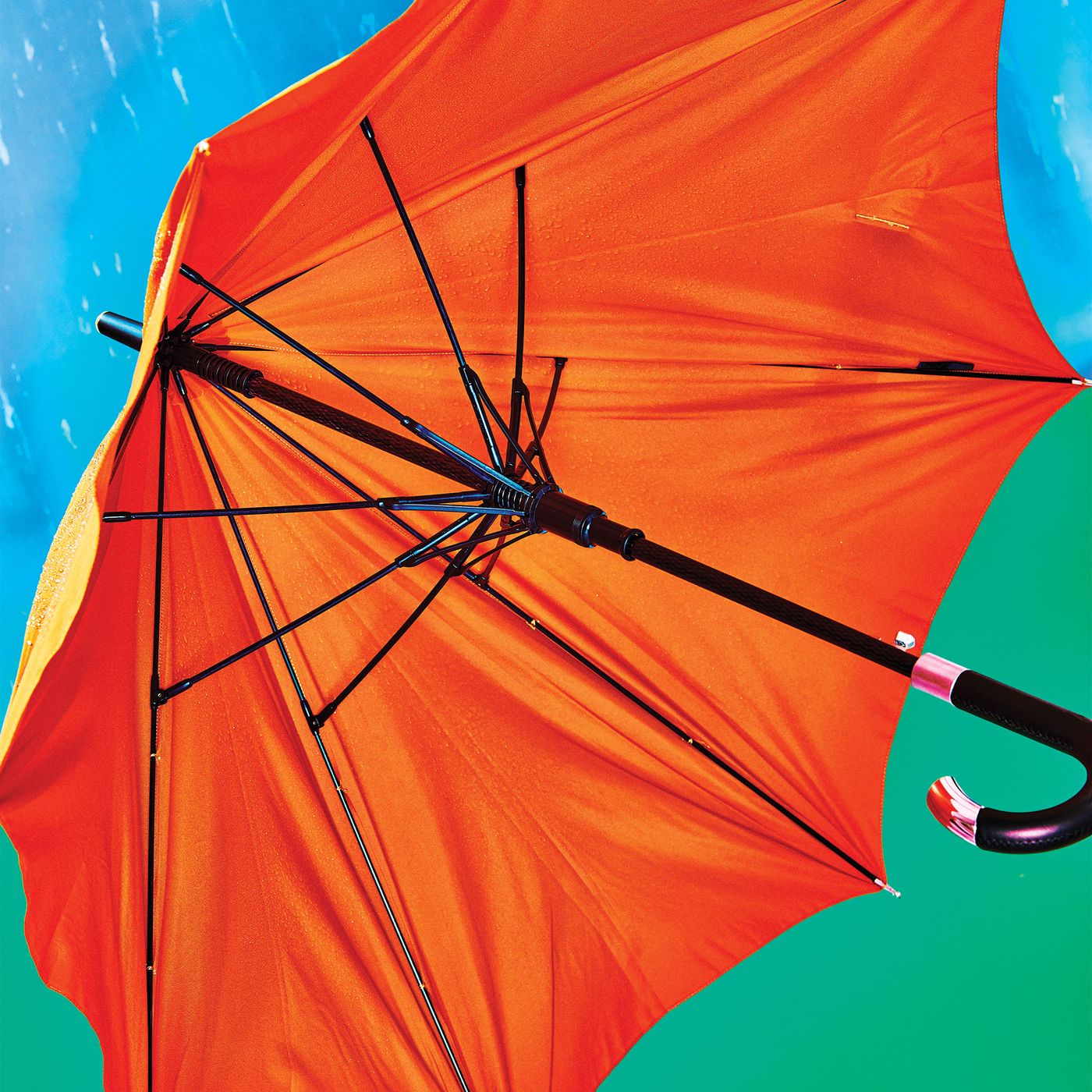Rainbrella Classic Auto Open Umbrella with Real Wooden Hook Handle