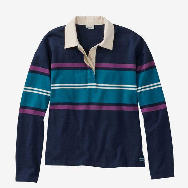 L.L.Bean Women's Mountain Classic Rugby, Long-Sleeve Multi-Stripe