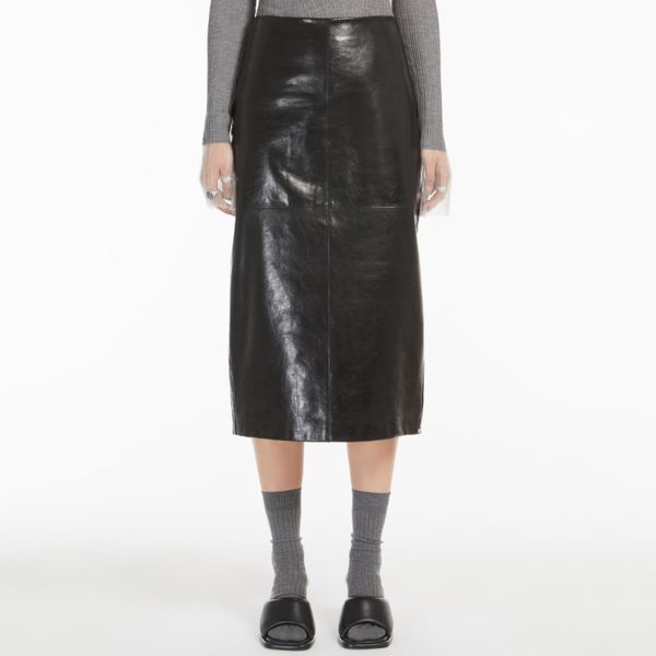 Max Mara Nappa-Leather Midi Skirt