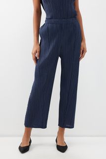 Pleats Please Issey Miyake Cropped Technical-Pleated Trousers