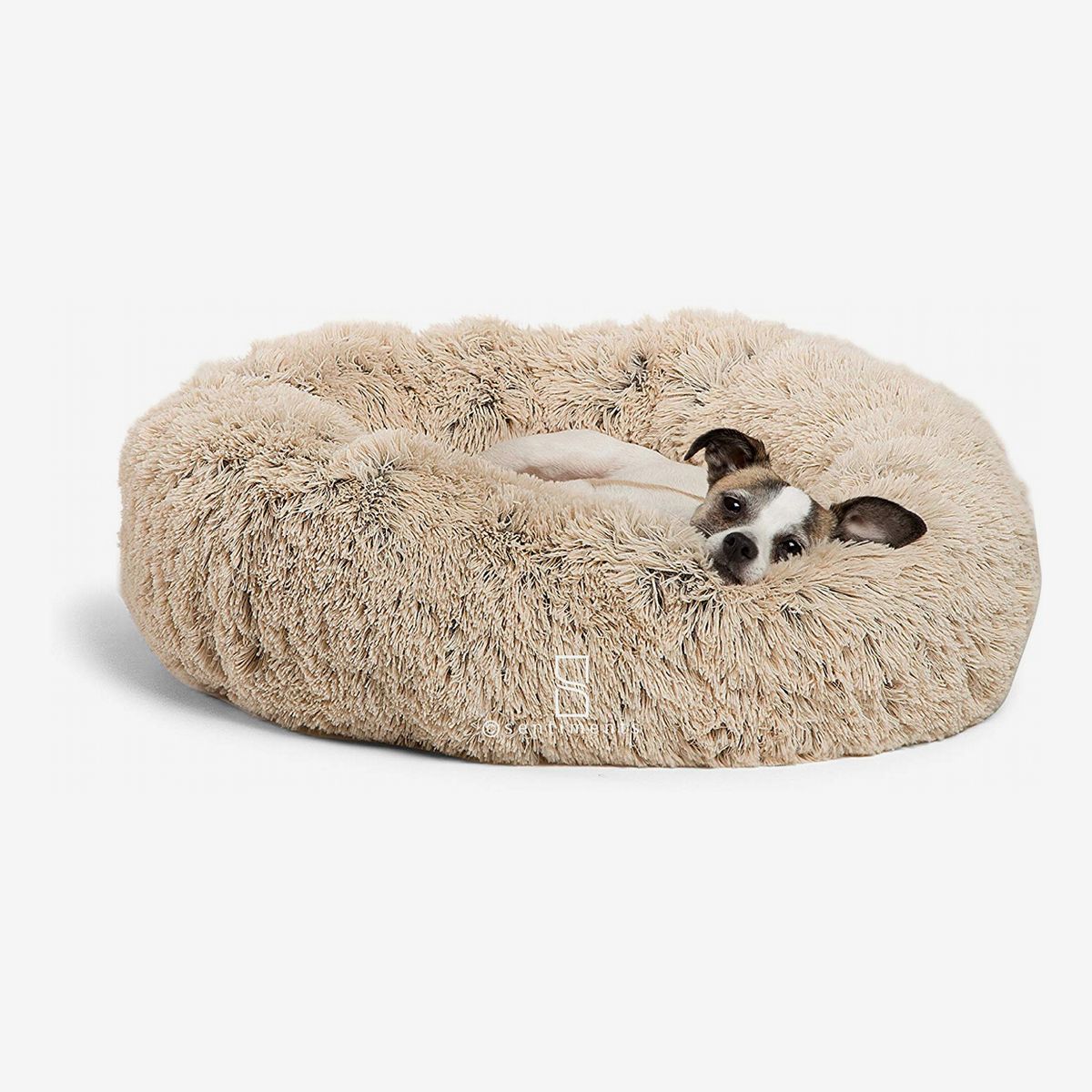 Friends Forever Donut Cat Bed Self Warming Indoor Round Pillow Cuddle Faux Fur Dog Beds for Medium Small Dogs 