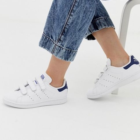 Adidas Originals Stan Smith CF Sneakers in White and Navy