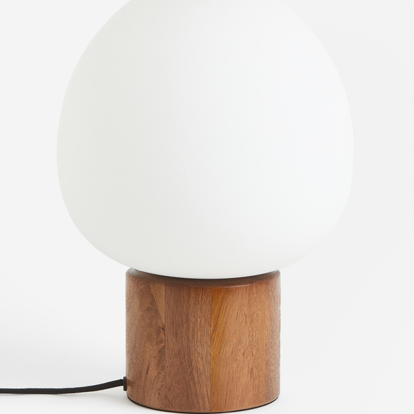 H&M Home Table Lamp in Wood and Glass