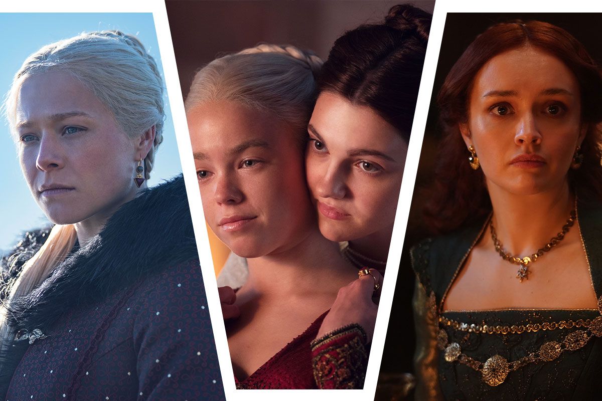 From left: Emma D'Arcy as Rhaenyra Targaryen, Milly Alcock as Rhaenyra Targaryen, Emily Carey as Alicent Hightower, and Olivia Cooke as Alicent Hightower
