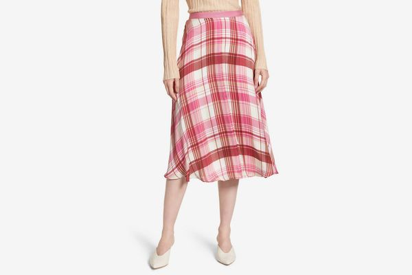 Lewit Plaid Silk Skirt