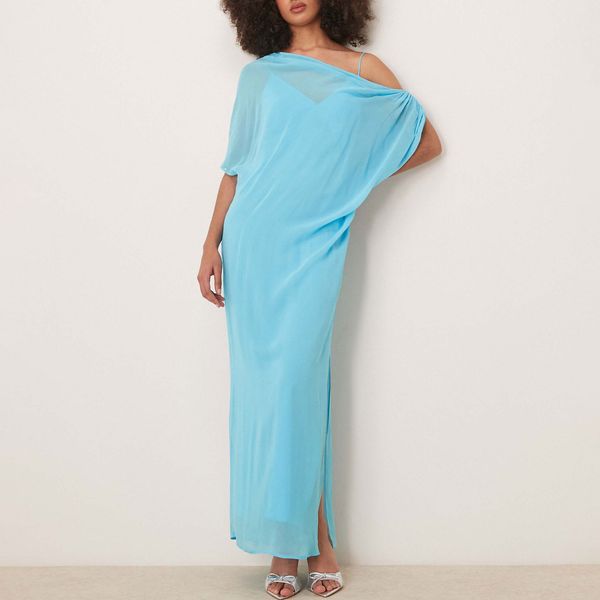 ASOS DESIGN Goddess Drape Double Layered Dolor Block Maxi Dress