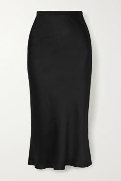 Anine Bing Bar Silk-Satin Midi Skirt