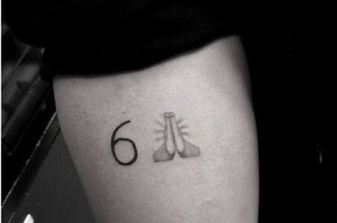 Drake Got a Tattoo of the Prayer-Hands Emoji