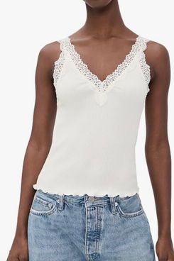 Madewell Lace-Trim Ribbed Tank Top