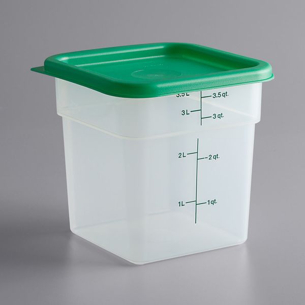 Choice 2 and 4 Qt. Green Square Polypropylene Food Storage Container Lid