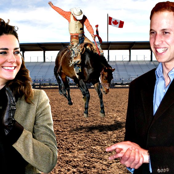 Kate and William hamming it up at the Canadian rodeo.