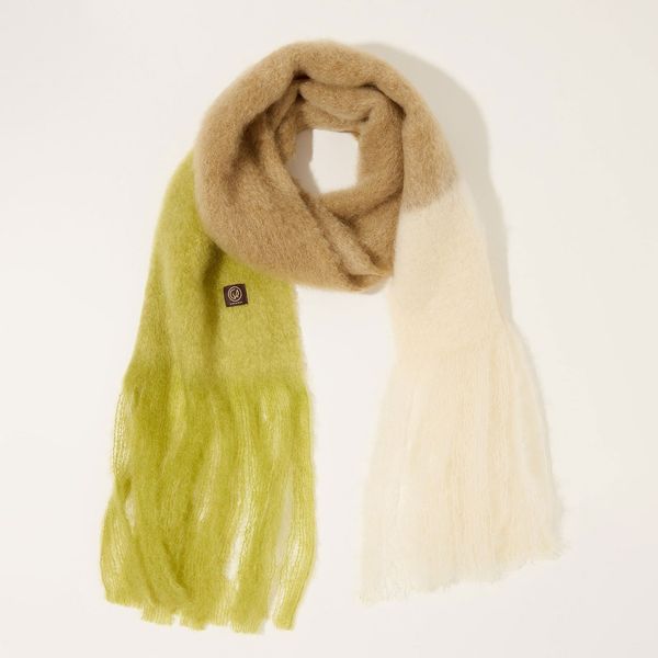 Mantas Ezcaray Mohair & Wool Colorblock Scarf - Mustard