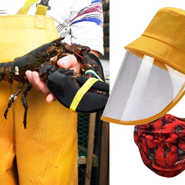 Shinestone Fisherman Hat with Anti-Saliva-Splash Face Guard