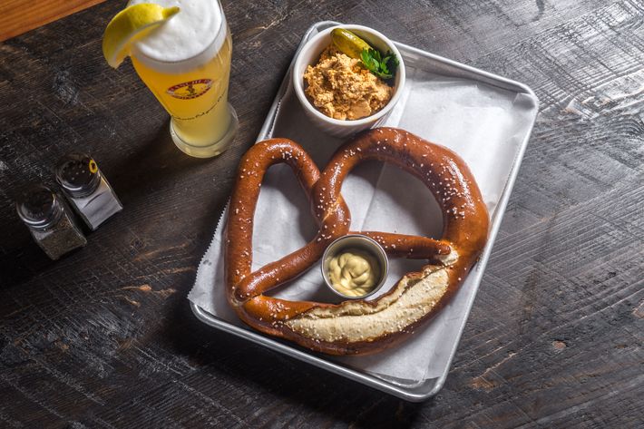 Giant pretzel with housemade liptauer cheese.
