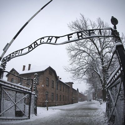 The entrance to the former Nazi concentration camp Auschwitz-Birkenau with the lettering 'Arbeit macht frei' ('Work makes you free') is pictured in Oswiecim, Poland on January 25, 2015, days before the 70th anniversary of the liberation of the camp by Russian forces. AFP PHOTO / JOEL SAGET (Photo credit should read JOEL SAGET/AFP/Getty Images)