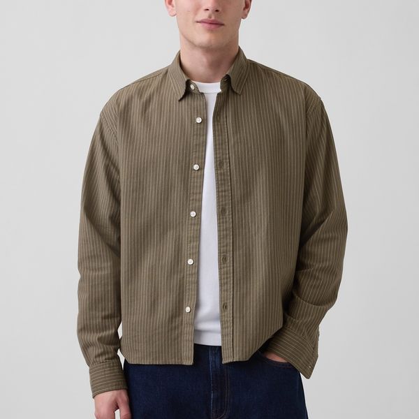 Gap Relaxed Crop Straight-Hem Oxford Shirt